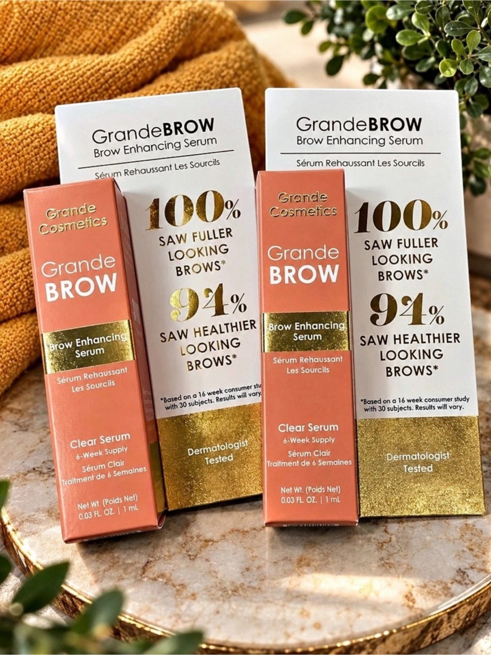 X2 GrandeBROW Brow Enhancing Serum, 1 mL / 0.03 fl oz, 6-week supply